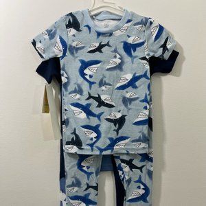 NWT Boys Size 3T Toddler Carters Sleep Set Shark Pants Shirt Short Sleeve 4 Piec